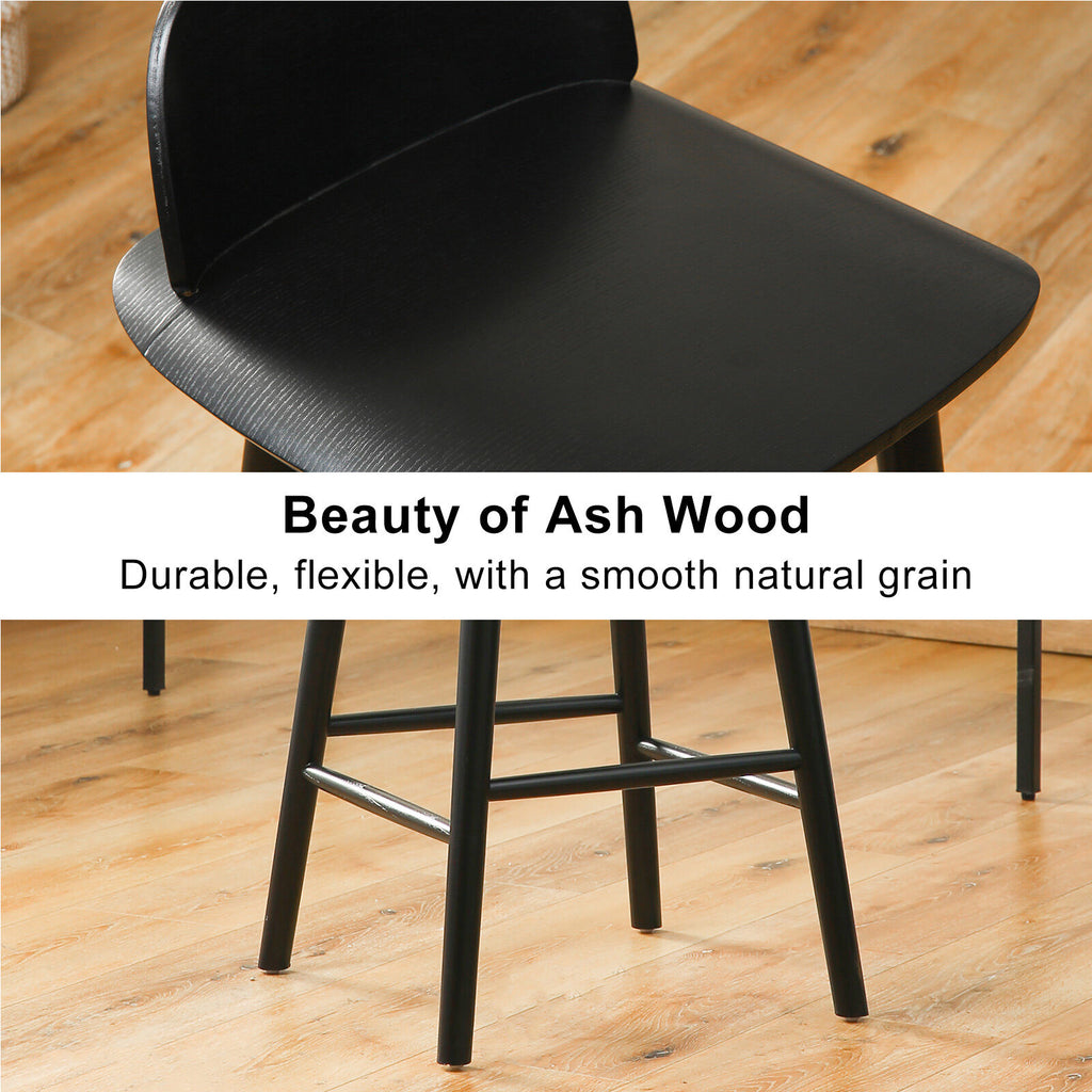 ELISE Black Ash Wood Bar Stool 65cm