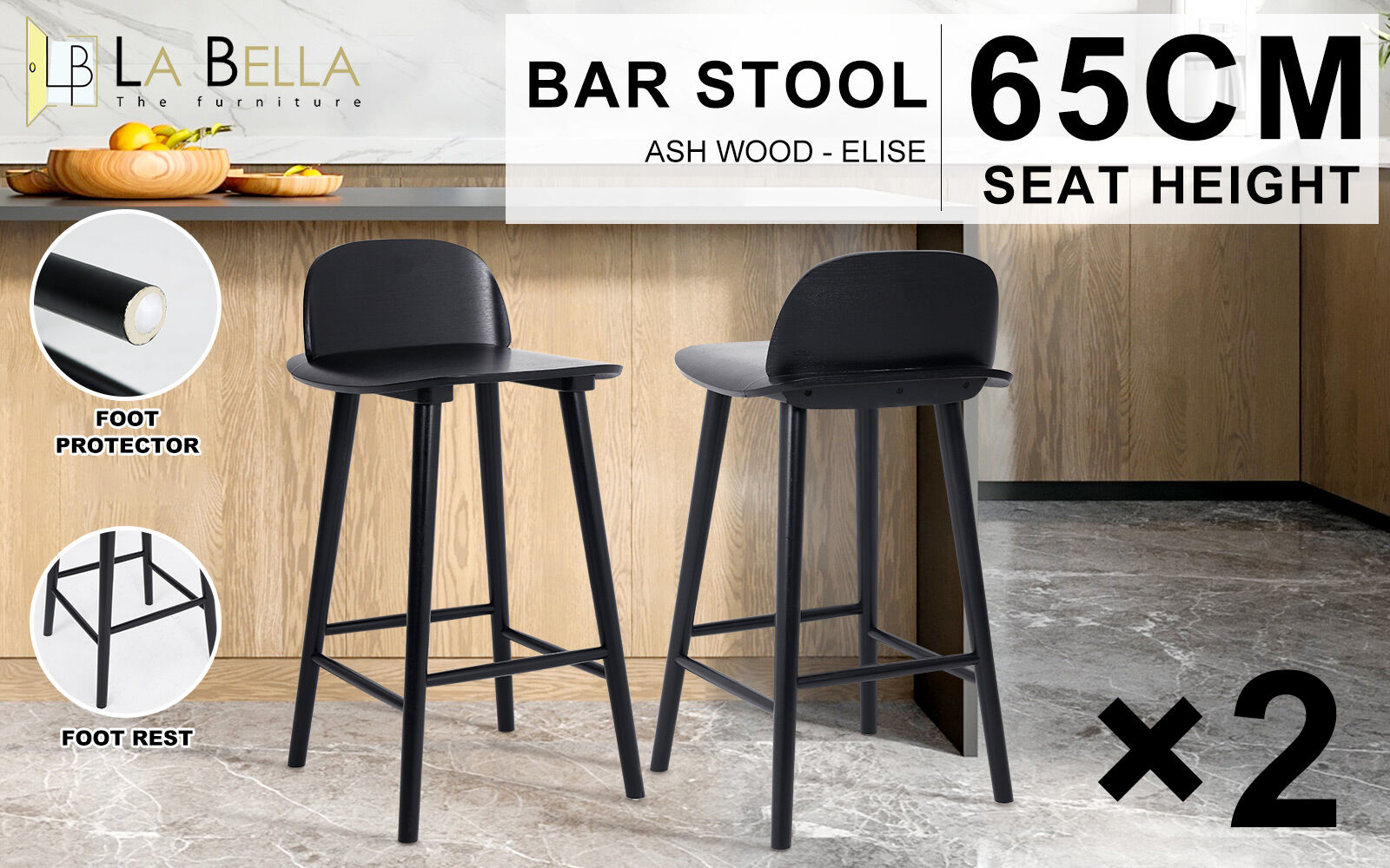 ELISE & SOPHIA Premium Bar Stool Set