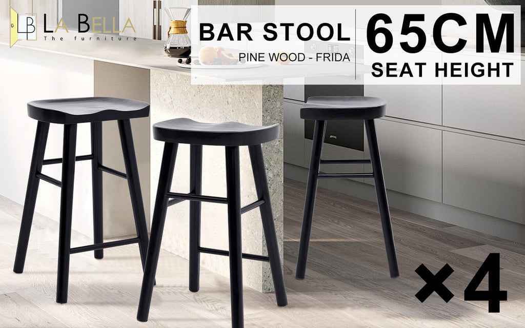 La Bella FRIDA Wooden Bar Stool - Black Finish