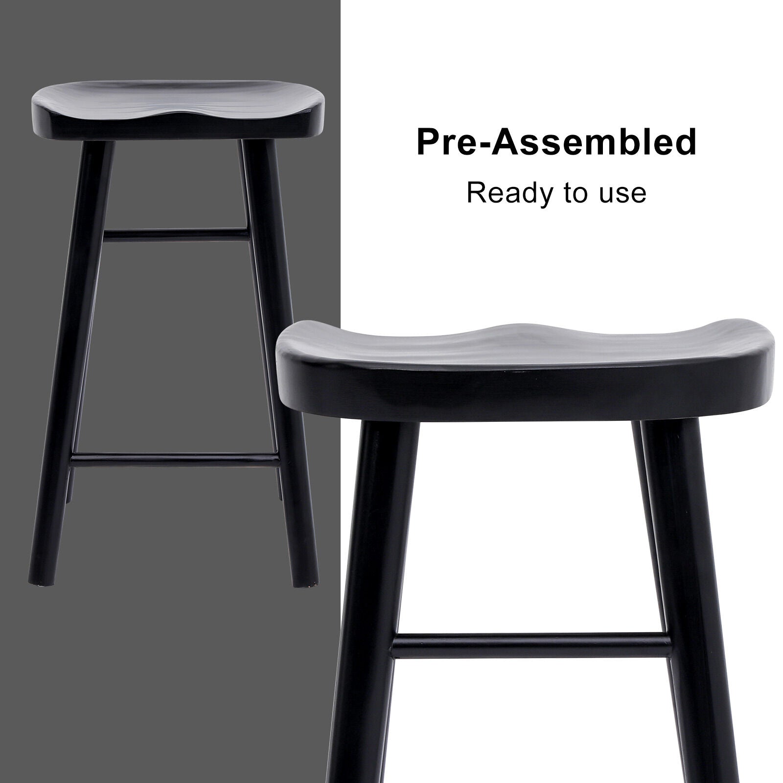 La Bella FRIDA Wooden Bar Stool - Black Finish