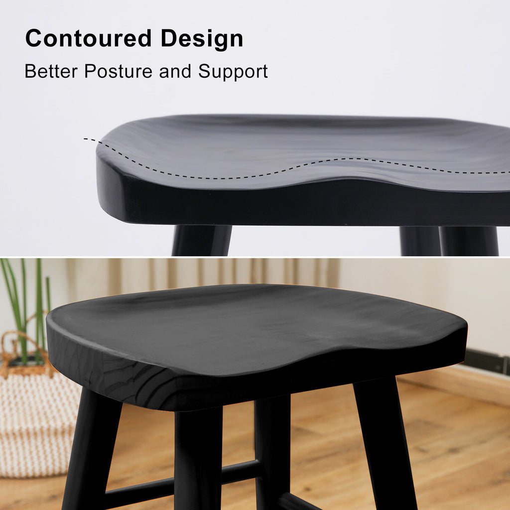 La Bella FRIDA Wooden Bar Stool - Black Finish