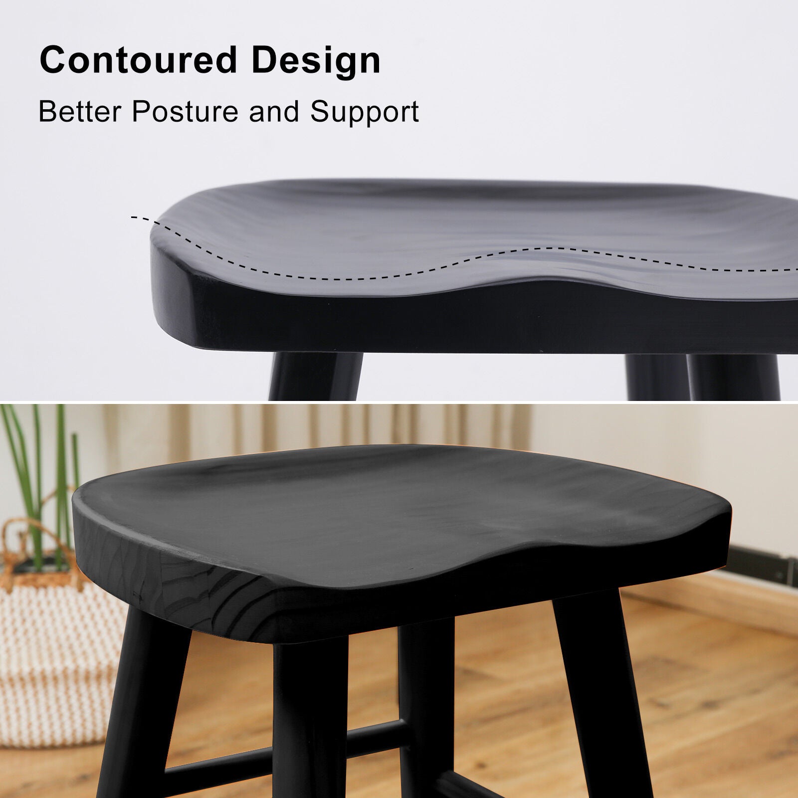 La Bella FRIDA Wooden Bar Stool - Black Finish