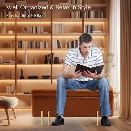 La Bella Brown PU Leather Storage Ottoman