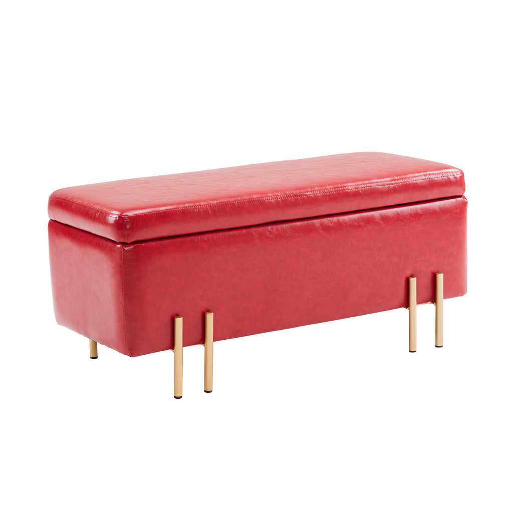 La Bella Red PU Leather Storage Ottoman