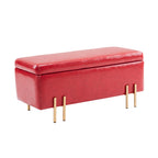 La Bella Red PU Leather Storage Ottoman