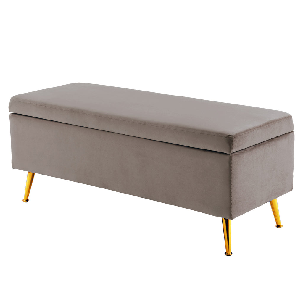 La Bella Grey Velvet Storage Ottoman
