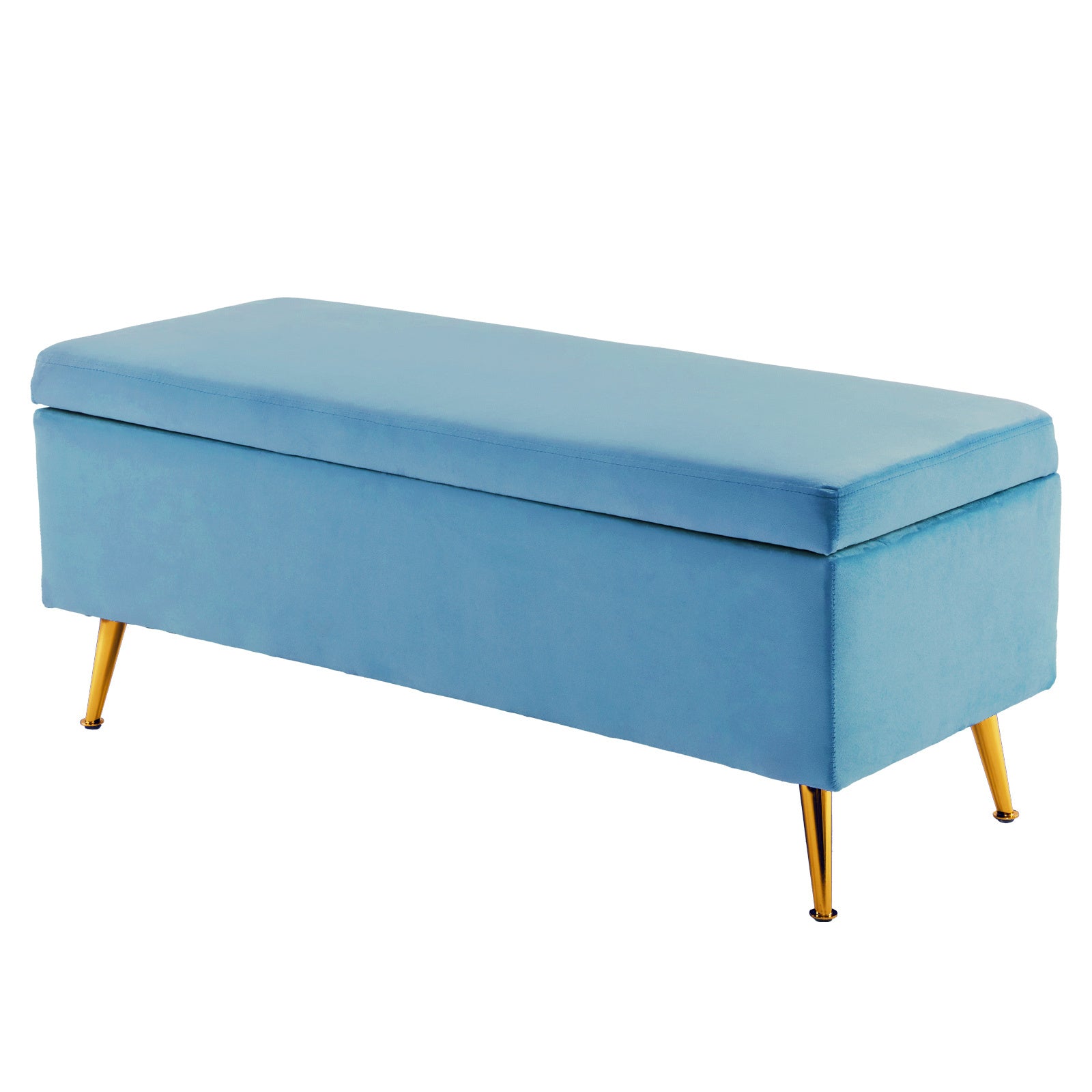 La Bella Ocean Blue Velvet Storage Ottoman
