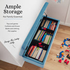 La Bella Ocean Blue Velvet Storage Ottoman