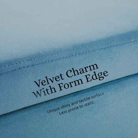 La Bella Ocean Blue Velvet Storage Ottoman