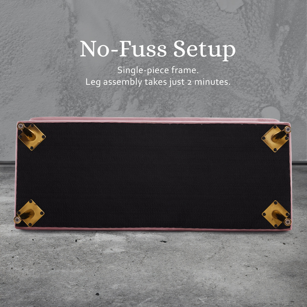 La Bella Pink Velvet Storage Ottoman Bench