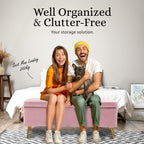 La Bella Pink Velvet Storage Ottoman Bench