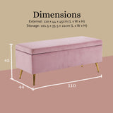 La Bella Pink Velvet Storage Ottoman Bench