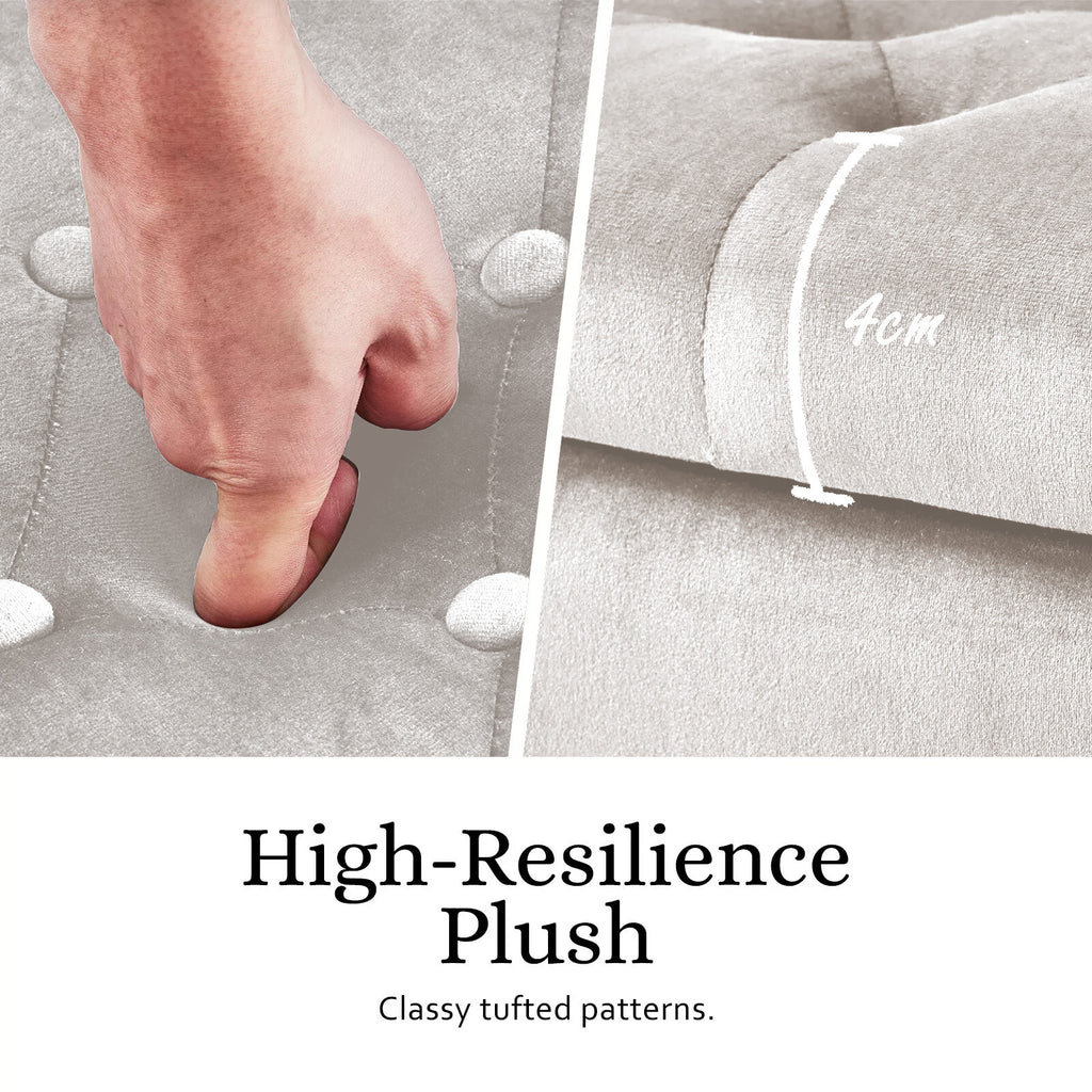 La Bella 132cm Beige Velvet Storage Ottoman