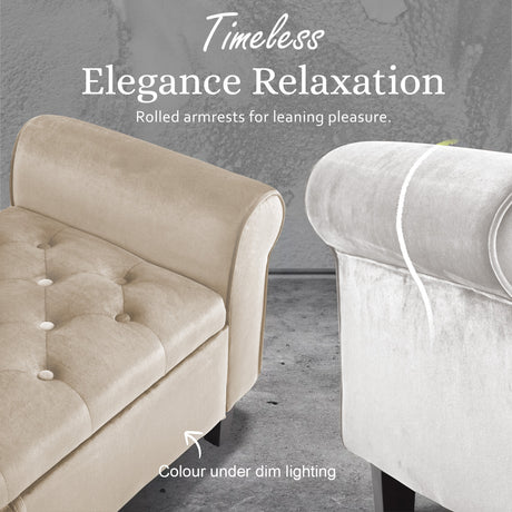 La Bella 132cm Beige Velvet Storage Ottoman