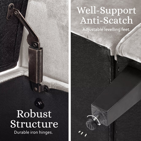 La Bella 132cm Beige Velvet Storage Ottoman