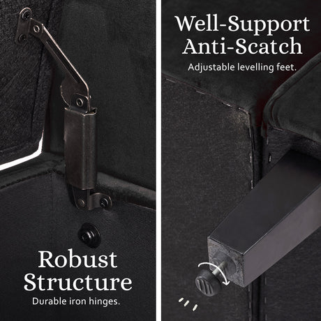 La Bella Black Velvet Storage Ottoman Bench