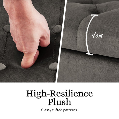 La Bella Grey Velvet Storage Ottoman