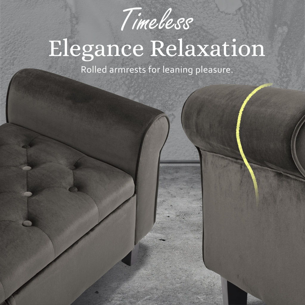 La Bella Grey Velvet Storage Ottoman