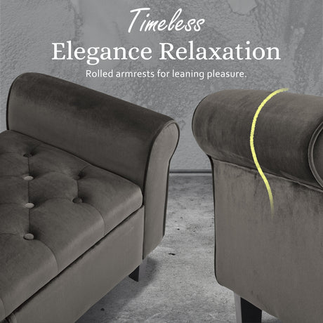 La Bella Grey Velvet Storage Ottoman