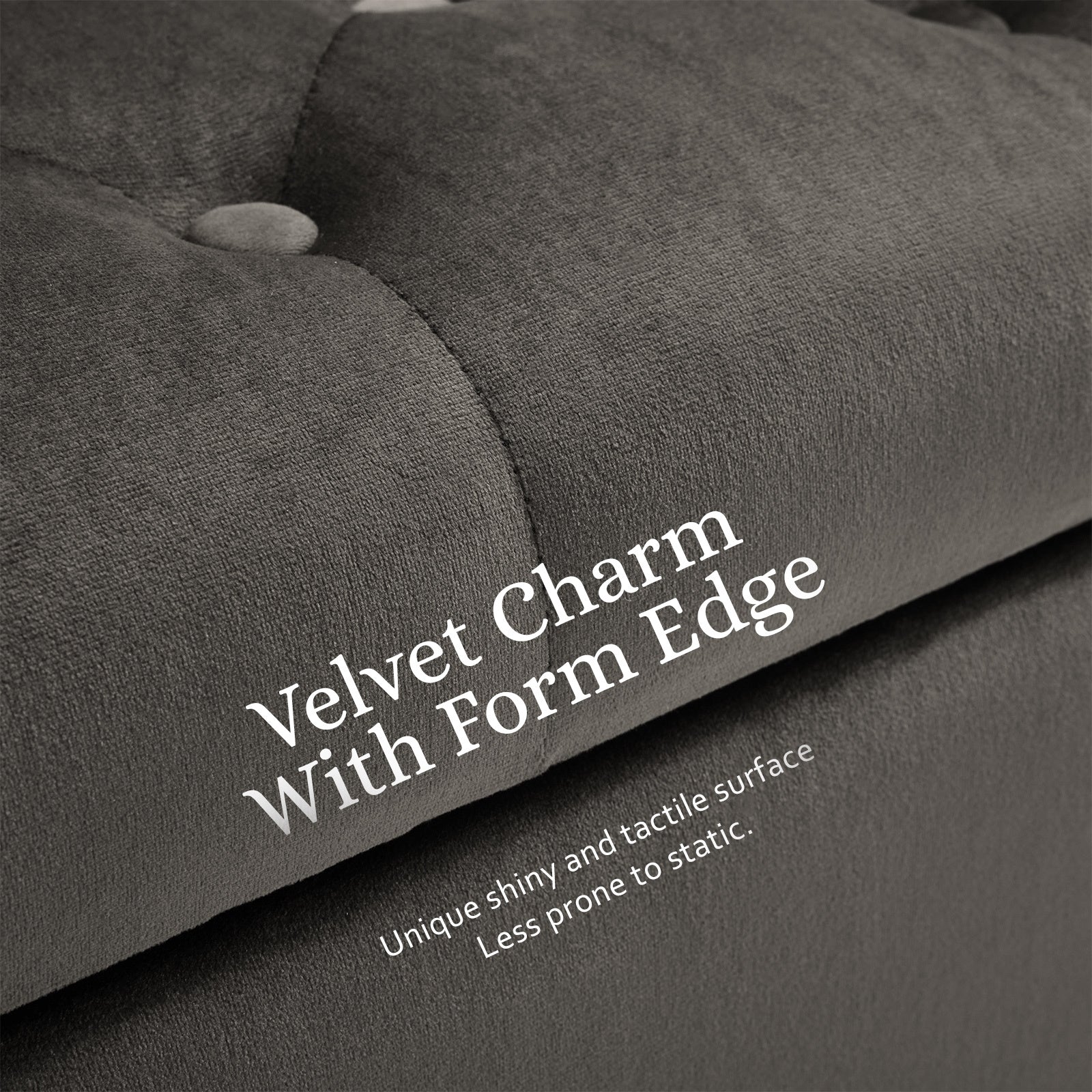 La Bella Grey Velvet Storage Ottoman