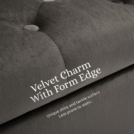 La Bella Grey Velvet Storage Ottoman