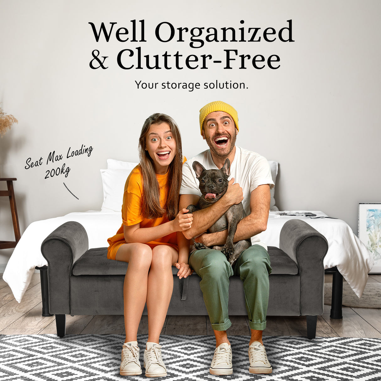 La Bella Grey Velvet Storage Ottoman