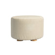 La Bella Round Faux Linen Ottoman Stool