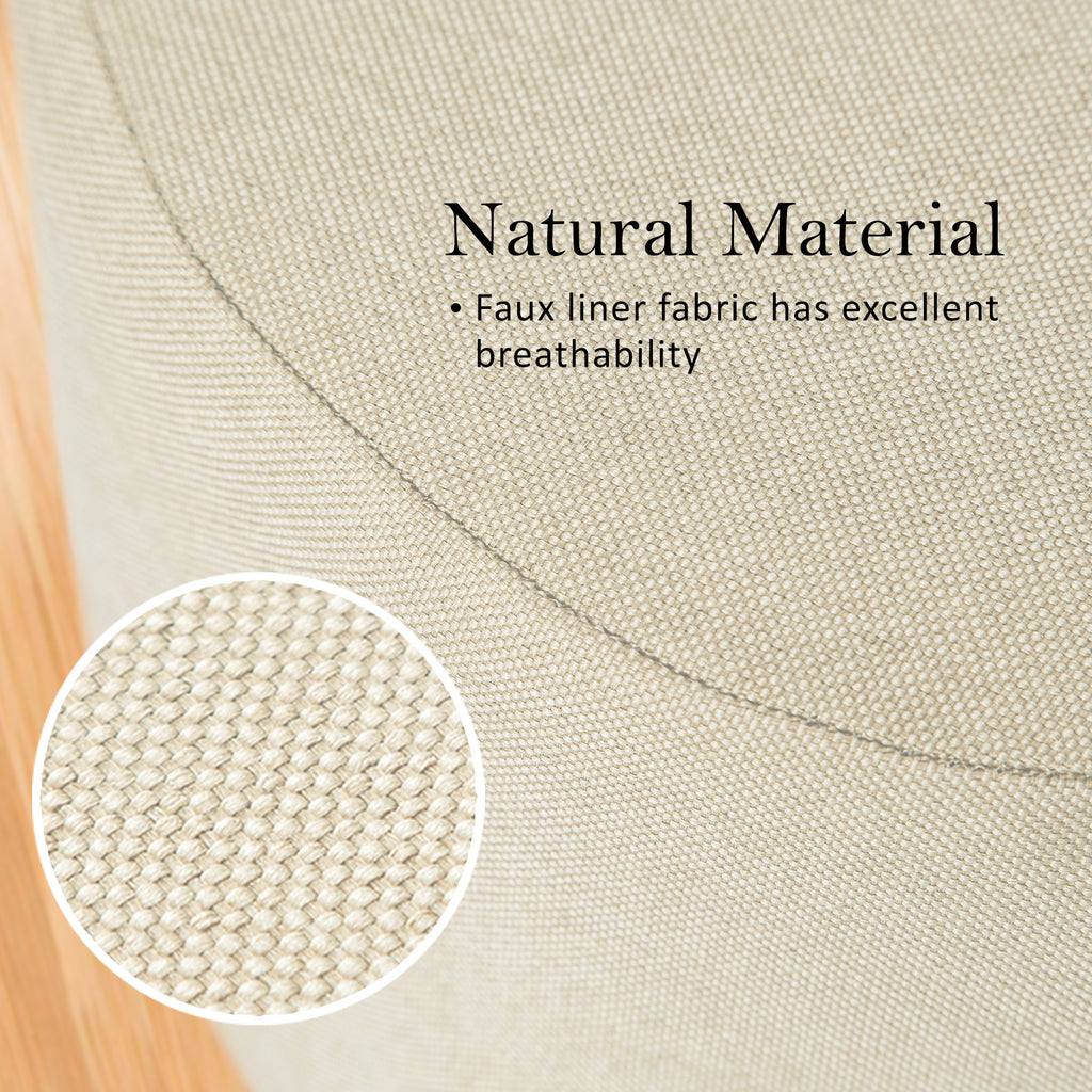 La Bella Round Faux Linen Ottoman Stool