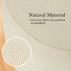 La Bella Round Faux Linen Ottoman Stool