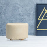 La Bella Round Faux Linen Ottoman Stool