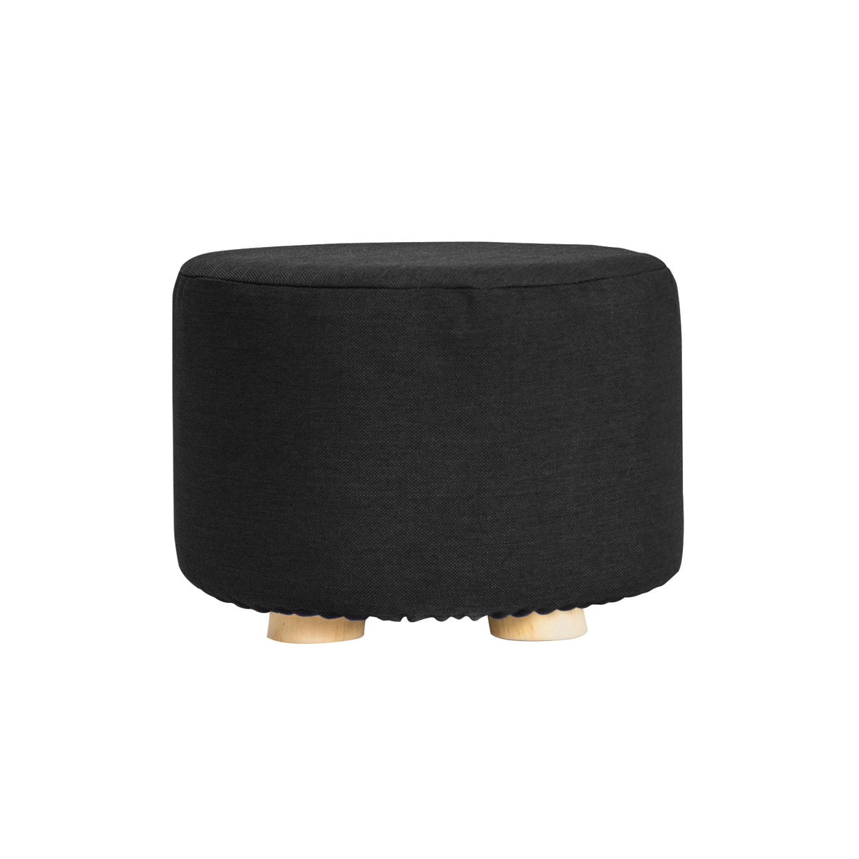 La Bella Round Faux Linen Ottoman Stool