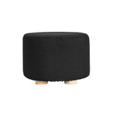 La Bella Round Faux Linen Ottoman Stool