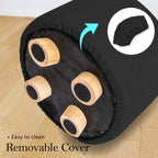 La Bella Round Faux Linen Ottoman Stool