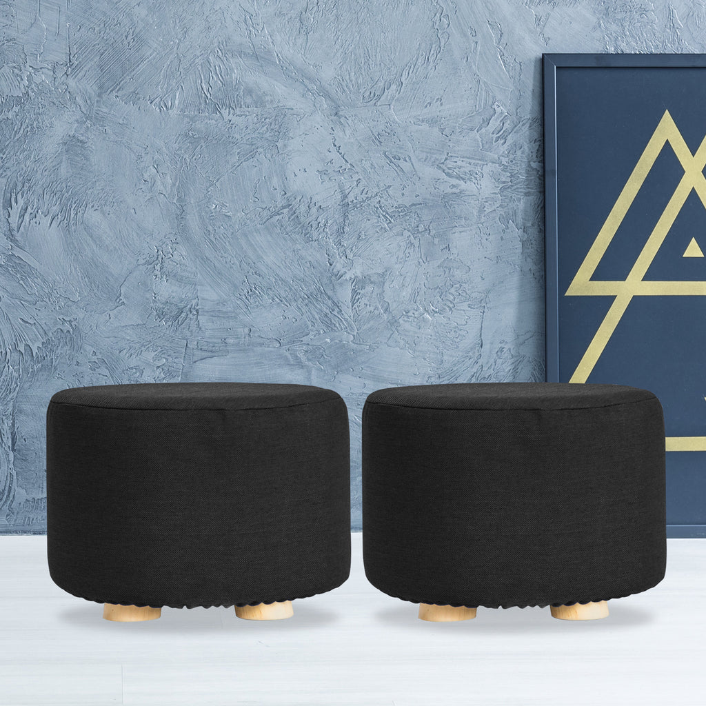 La Bella Upholstered Round Ottoman Set - 2 Pack