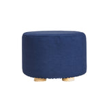 La Bella Round Faux Linen Ottoman Stool