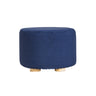 La Bella Round Faux Linen Ottoman Stool