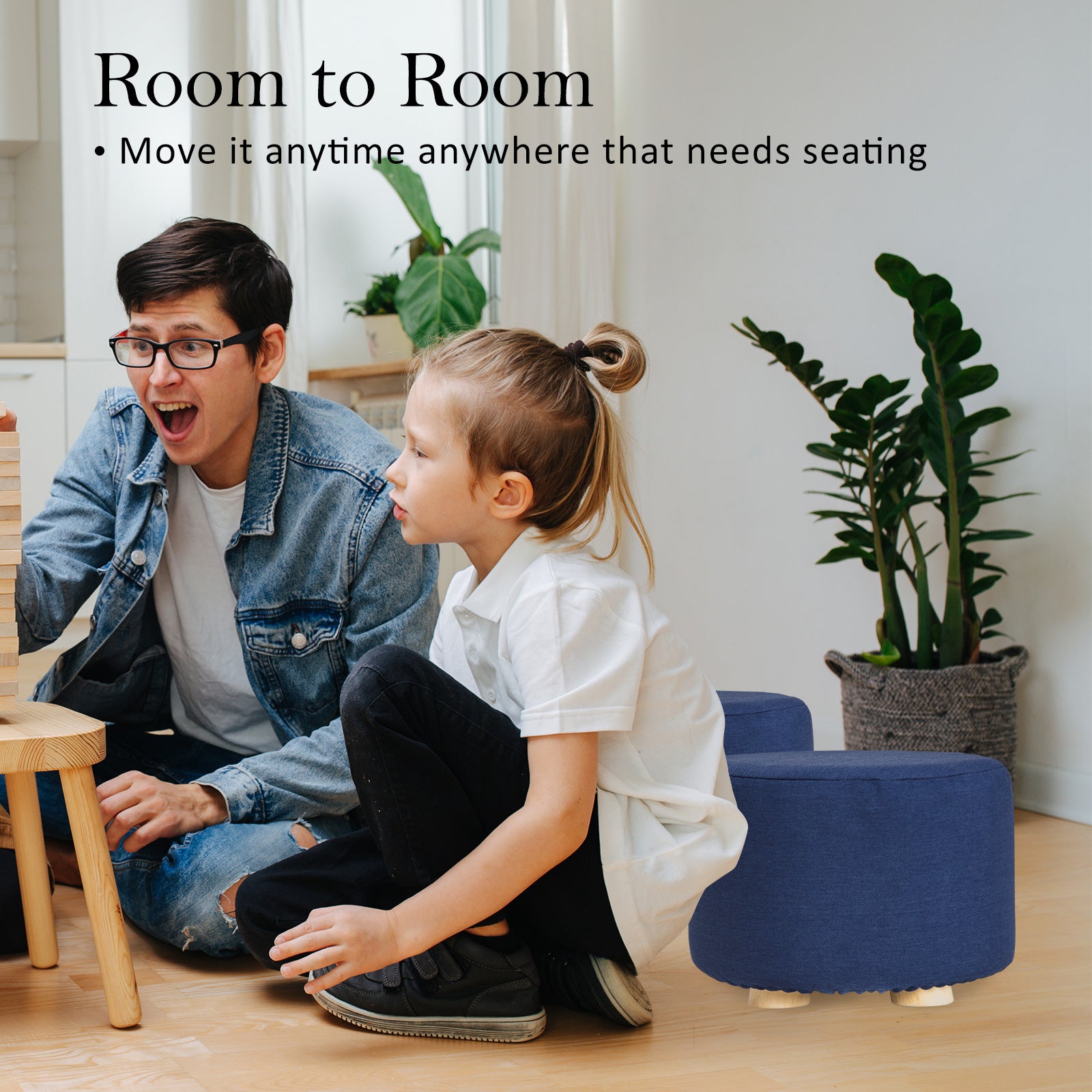 La Bella Upholstered Round Ottoman Set - 2 Pack