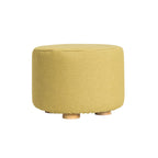 La Bella Round Faux Linen Ottoman Stool