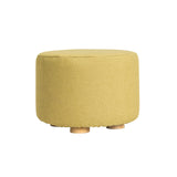 La Bella Round Faux Linen Ottoman Stool