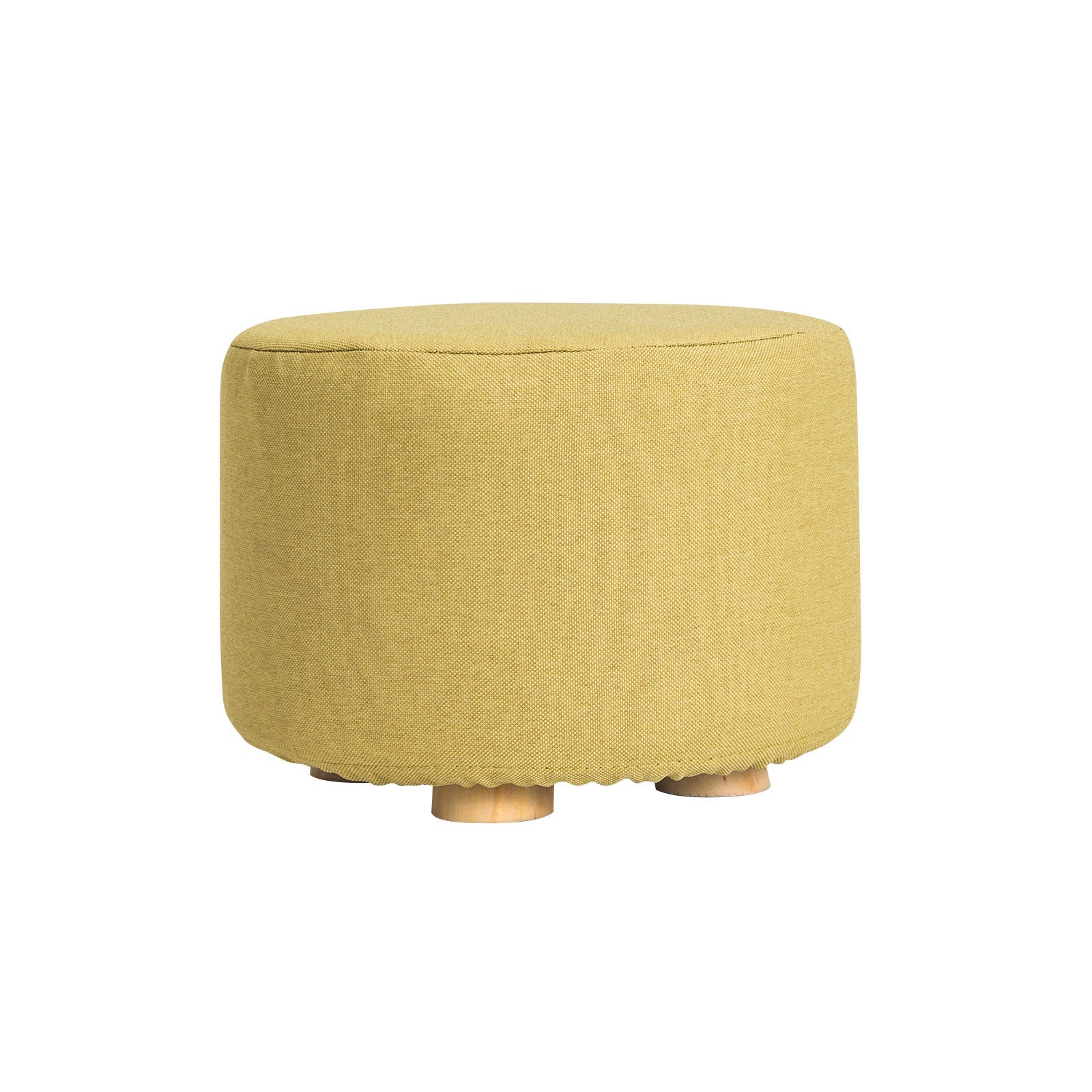 La Bella Round Faux Linen Ottoman Stool