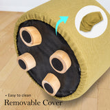 La Bella Round Faux Linen Ottoman Stool