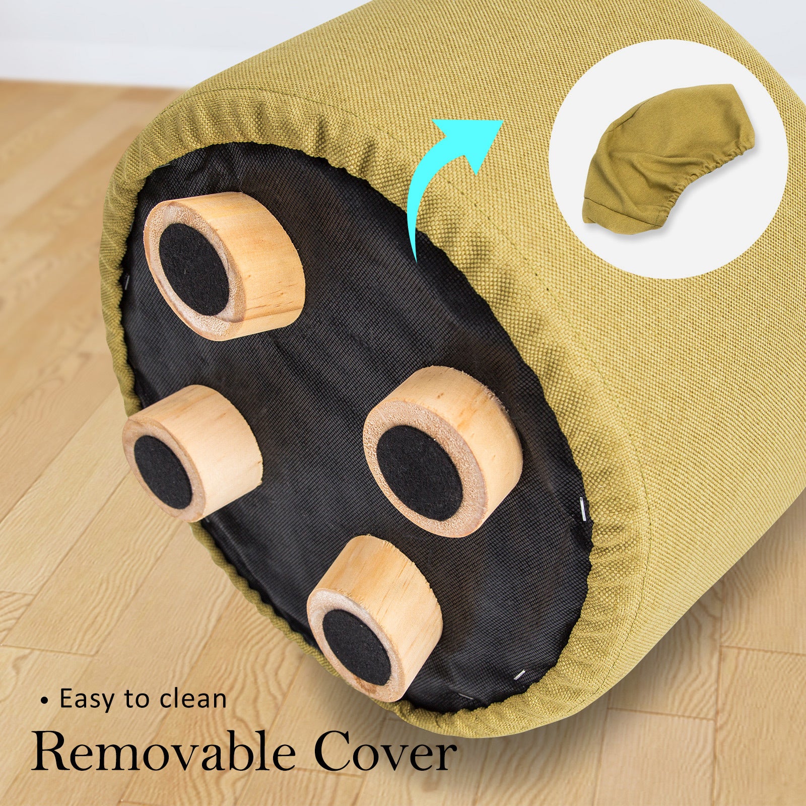 La Bella Round Faux Linen Ottoman Stool