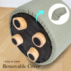 La Bella Round Faux Linen Ottoman Stool