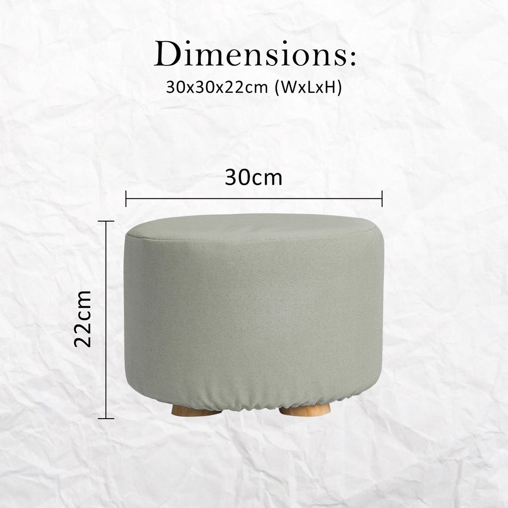 La Bella Round Faux Linen Ottoman Stool