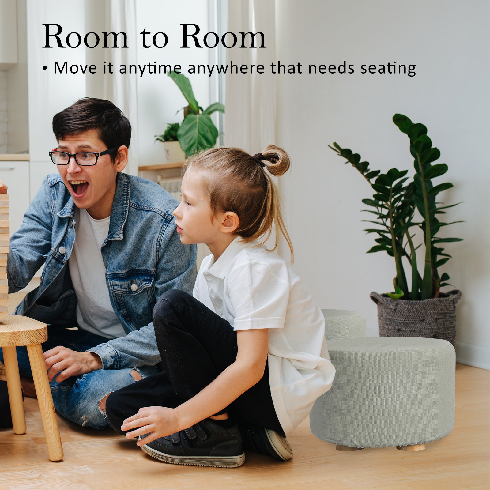 La Bella Upholstered Round Ottoman Set - 2 Pack