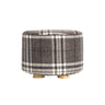 La Bella Round Faux Linen Ottoman Stool
