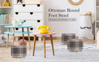 La Bella Round Faux Linen Ottoman Stool