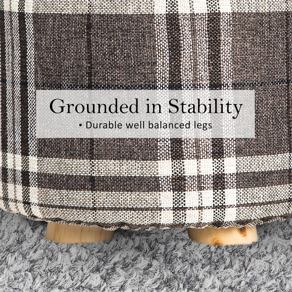 La Bella Round Faux Linen Ottoman Stool