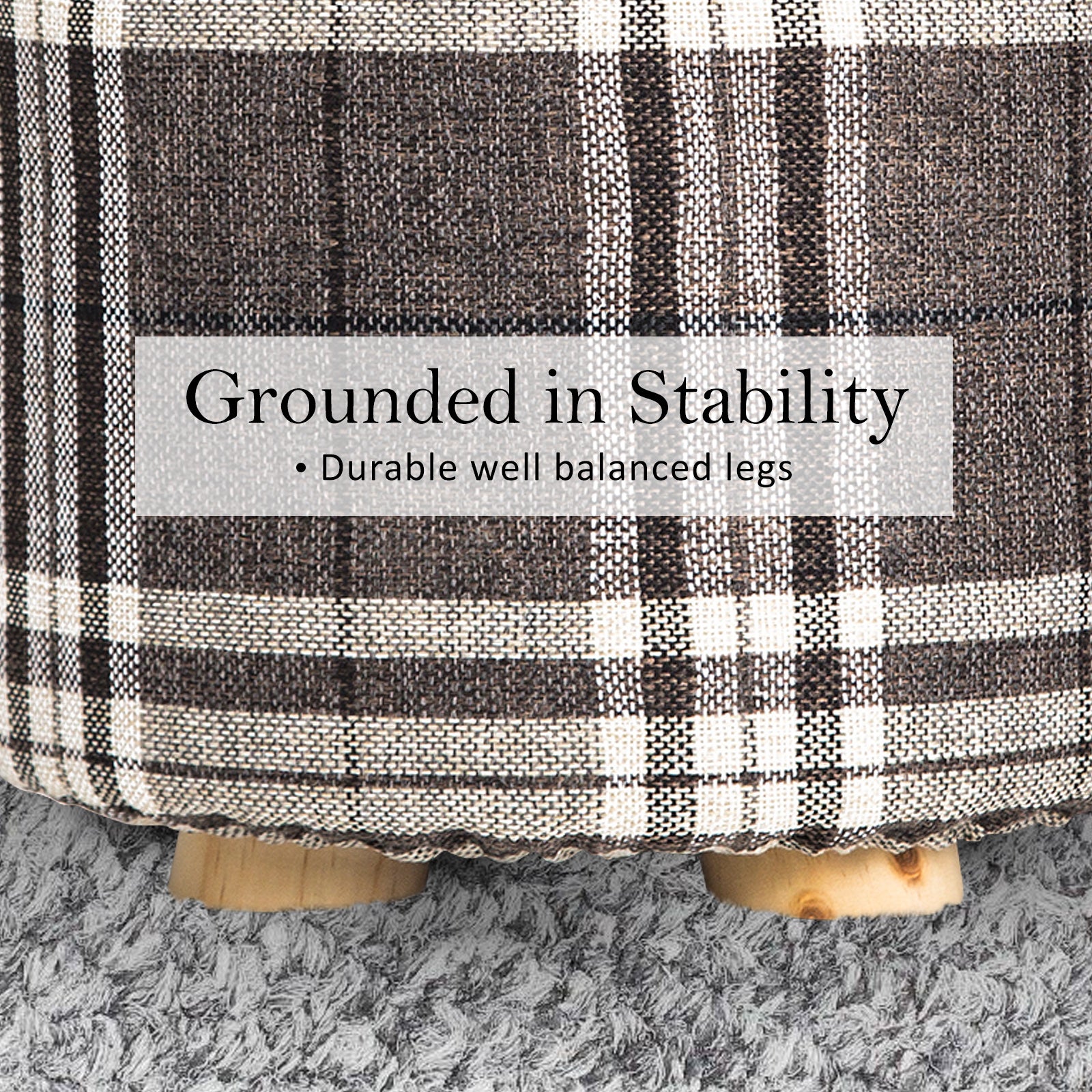 La Bella Round Faux Linen Ottoman Stool