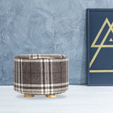 La Bella Round Faux Linen Ottoman Stool